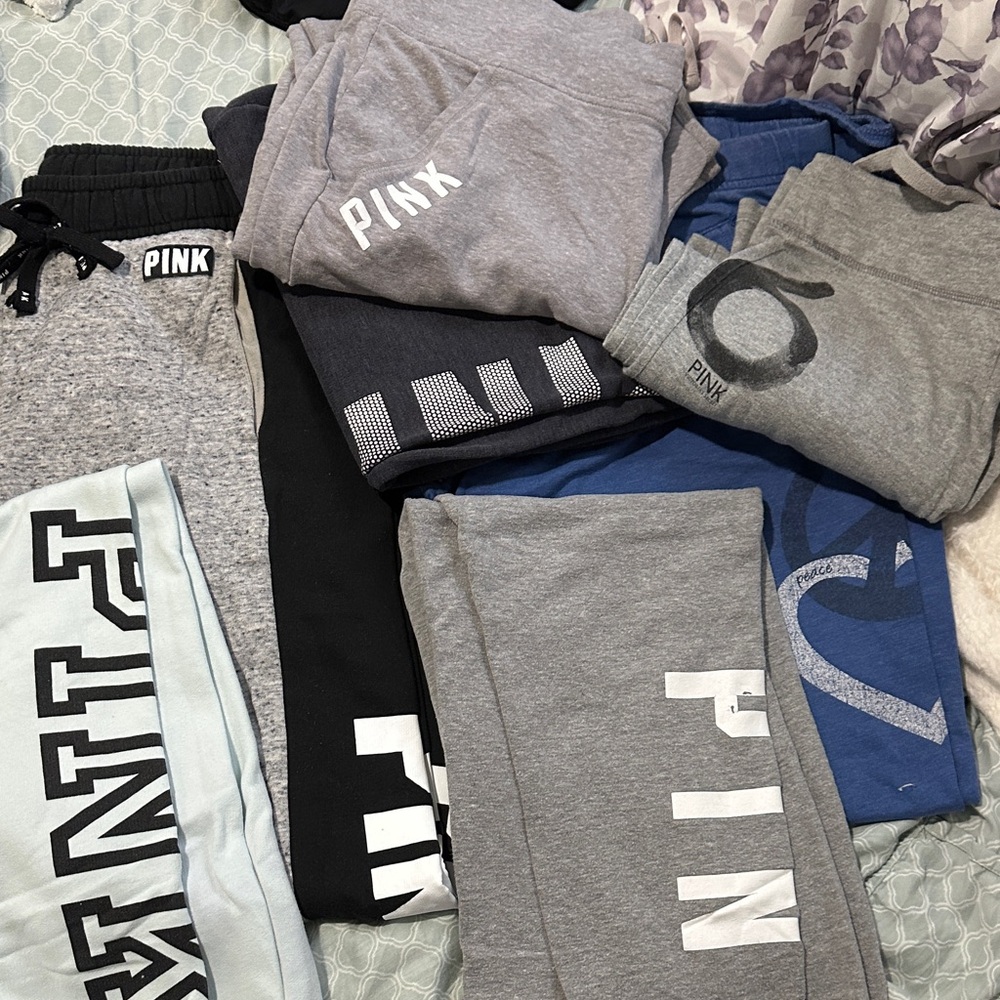 PINK Victoria's Secret Joggers - Black, Gray, and Blue Bundle Assortment